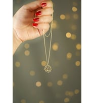 925 Ayar Gümüş Yaşam Çiçeği Ve Lotus Figürlü Kolye (Gold)