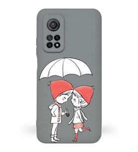 Xiaomi Mi 10T Pro Uyumlu Lansman Kılıf Aşk Tasarımlı İçi Kadife Kapak-Gri (Şeffaf)