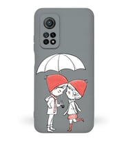 Xiaomi Mi 10T Pro Uyumlu Lansman Kılıf Aşk Tasarımlı İçi Kadife Kapak-Gri (Şeffaf)