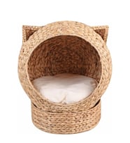 Rattan Kedi Evi 3'lü Set, Hasır Kedi Yuvası, Konforlu Kedi Evi