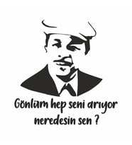 Neşet Ertaş Duvar Sticker Siyah 20x20 cm