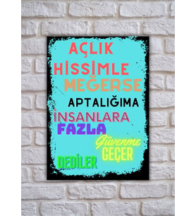 İnsanlara fazla güvenme Tasarımlı Retro Ahşap Poster