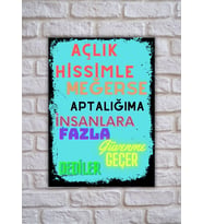 İnsanlara fazla güvenme Tasarımlı Retro Ahşap Poster