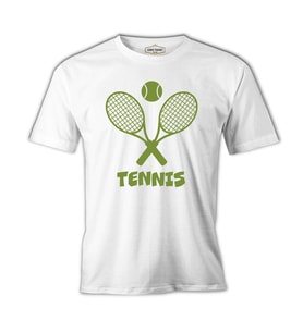 Tenis - Raket Beyaz Erkek Tshirt