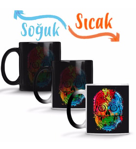 Caveira Fun Skull 2 Sihirli Kupa Bardak Porselen