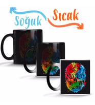 Caveira Fun Skull 2 Sihirli Kupa Bardak Porselen