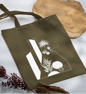 BK Gift Modern Art Tasarımlı Haki Kumaş Bez Çanta, Baskılı Omuz Çantası, Alışveriş Çantası, Arkadaşa Hediye-3