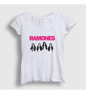 Presmono Kadın Beyaz Band V2 Ramones T-Shirt 169501tt