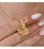 14 Ayar Mikron Kaplama Semazen Figürlü Gümüş Kolye - CN00479 (Altın)