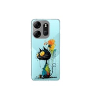 Tecno Spark Go 2023 ile Uyumlu Splash Kedi Tasarımlı Şeffaf Silikon Kılıf