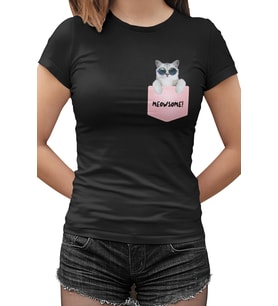 Meowsome Siyah Kadın Tshirt