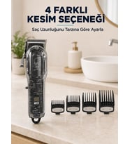 Lexroo Saç Kesme ve Tıraş Makinesi 4 Kılavuz Taraklı Ayarlanabilir Bıçaklı LCD Ekranlı Şarj