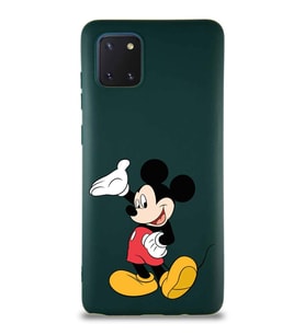 Samsung Galaxy A81 Soft Premier Kapak Mickey Mouse-C Tasarımlı Silikon Kılıf - Yeşil (Şeffaf)