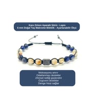 SERTİFİKALI Zirkon Aparatlı Sitrin - Lapis Lazuli - 6mm Doğal Taş Bileklik Ayarlanabilir Ölçü