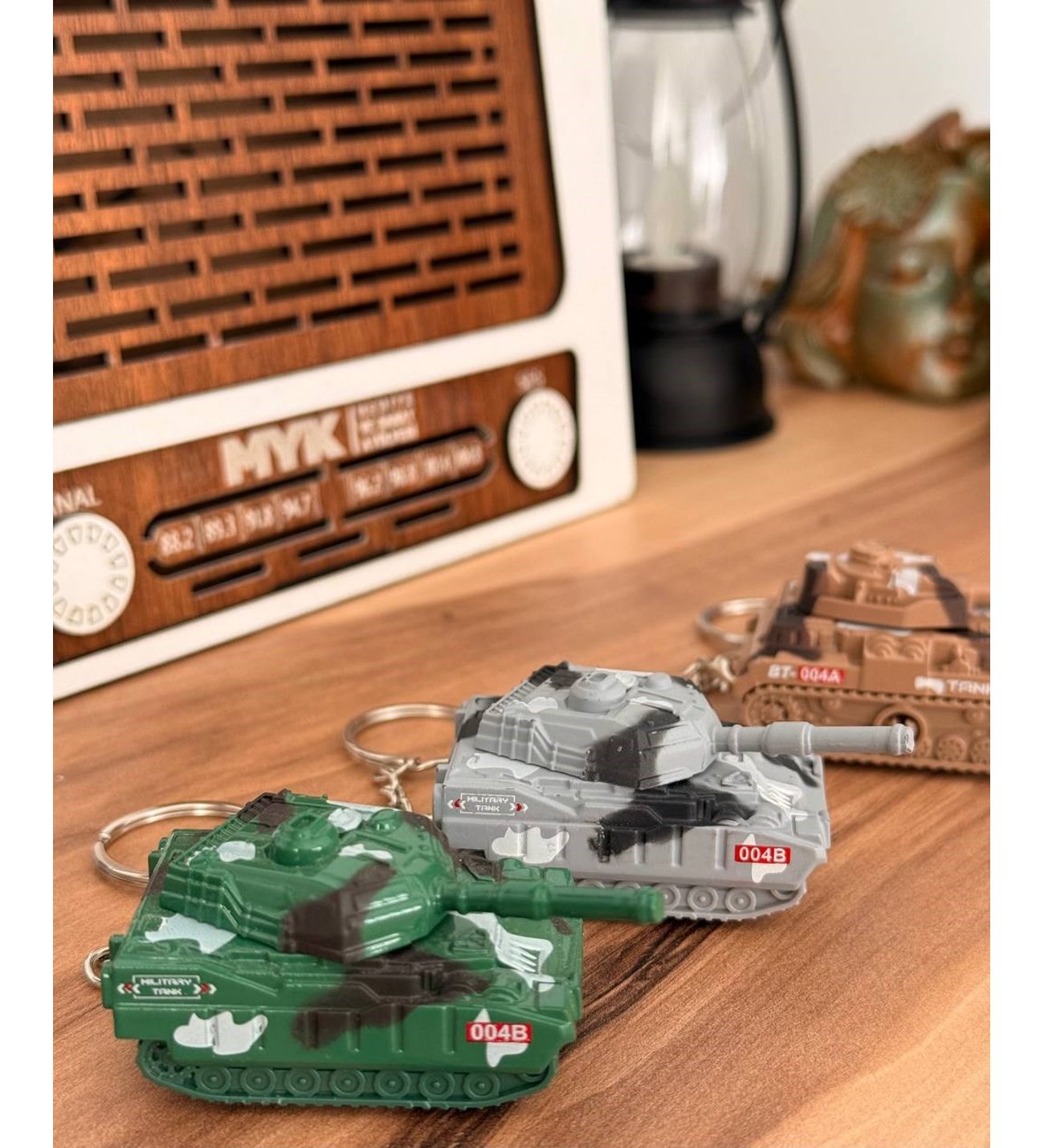Metal Tank Anahtarlık ve Çanta Süsü Çalışan Aksamlı Birinci Sınıf