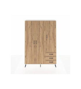 Arges Gardrop 6 Raflı 3 Çekmeceli Tek Askılı 132x30x195 Aytaşı-Çam