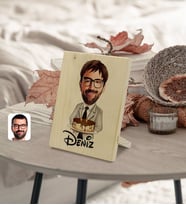 BK Gift Kişiye Özel İsimli Erkek Doğum Günü Karikatürlü Dekoratif Ahşap Çerçeve Model 4