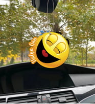 Kişiye Özel Karikatürlü Ahşap Araba Dikiz Ayna Süsü Gülen Emoji