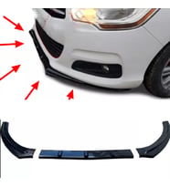 Citroen C4 2011-2018 Ön Lip Parlak Siyah 3 Prç Kırılmaya Dayanıklı ABS