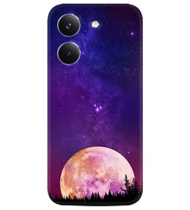 Poco X8 Pro Kılıf Mor Ay Desenli Baskılı Silikon Kapak