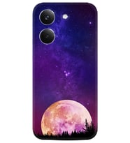 Poco X8 Pro Kılıf Mor Ay Desenli Baskılı Silikon Kapak