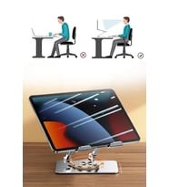 Yükseklik Ayarlı 7-12 inç Metal Tablet Soğutucu Masaüstü 360 Dönen Ayaklı Laptop Standı ipad Tutucu (Gümüş)