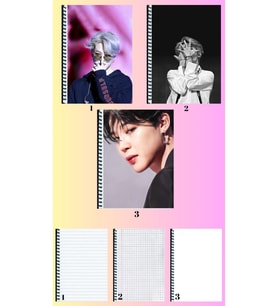 Jimin BTS 3 adet defter A4 büyük boy çizgili_kareli_çizgisiz