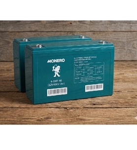 MONERO 12V-40Ah (32Ah) AMPER DAR 2'Lİ PAKET E-BIKE AKÜ-YENİ TARİHLİ EBATLAR: 267x78x170mm