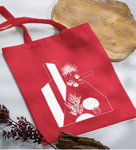 BK Gift Modern Art Tasarımlı Kırmızı Kumaş Bez Çanta, Baskılı Omuz Çantası, Alışveriş Çantası, Arkadaşa Hediye-3