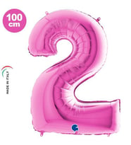 2 Rakam Folyo Balon Pembe 40Inc 100cm