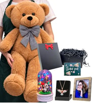Büyük Boy Kahve Peluş Ayıcık, Fotoğraf, Renkli Anka Kuşu Kolye, Renkli Işıklı Fanus (Model 8)