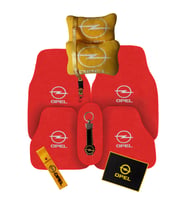 Opel Nakışlı Kırmızı Oto Halı Paspas  Opel Sarı Araç Boyun Yastığı & Opel Araç Oto Aksesuar