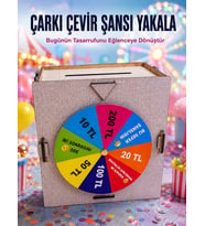 Çocuklar İçin Eğlenceli Tasarruf Oyunu Şans Çarklı Ahşap Kumbara Para Biriktirme Kutusu