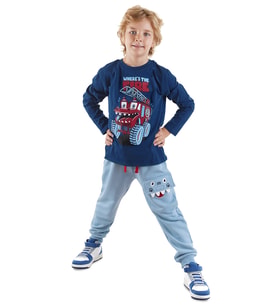 Canavar İtfaiye Erkek Çocuk T-shirt Pantolon Takım (Lacivert)