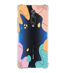 Xiaomi Mi 9T Köşe Korumalı Antişok Kapak Karışık Renkler Tasarımlı Şeffaf Silikon Kılıf