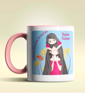 Kişiye Özel Sultanm Seni Çok Seviyorum Temalı Pembe Kupa Bardak (Pembe)