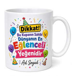 Yeğene Hediye Eğlenceli Tasarım Baskılı Porselen Kupa Bardak Komik Hediye