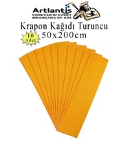 Renkli Krapon Kağıdı 50x200 cm 10 Adet Renkli Grapon Kağıdı Okul Sınıf Etkinlik Kreş Okul Öncesi Kırapon Grafon (Turuncu)