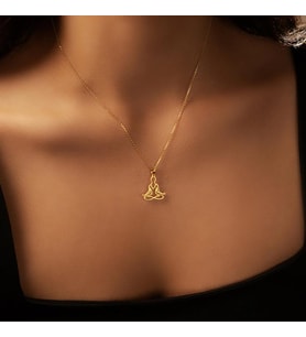 Kişiye Özel 925 Ayar Gümüş Meditasyon Yoga Tasarım Şık Kolye (Gold)