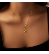 Kişiye Özel 925 Ayar Gümüş Meditasyon Yoga Tasarım Şık Kolye (Gold)