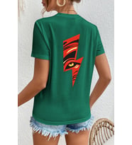 Unisex Yıldırım Baskılı T-shirt (Yeşil)