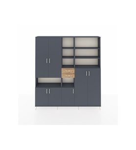 Arges Dolap 17 Raflı 2 Çekmeceli 7 Kapaklı 220x30x243 Antrasit-Antrasit/Çam