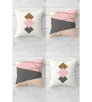 Geometrik Üçgen Desenli Gizli Fermuarlı Kırlent Kılıfı Koltuk Yastık Kılıfı Takım(4adet) (Pembe)