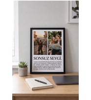 Kişiye Özel Sevgili Fotoğraf Çerçevesi Sonsuz Sevgi Tasarımlı İsim Baskılı Romantik Aşk Hediyesi Dekoratif Anı Tablosu