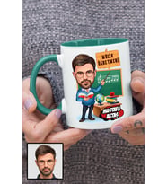 Erkek Müzik Öğretmenine Hediye Karikatürlü Yeşil Kupa Bardak