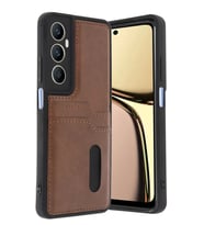 Newface Realme C65 Sara Kartvizitli Deri Kılıf - Taba