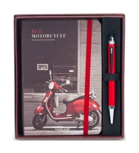 Scrikss Smartpen Tükenmez Kalem Kırmızı + Red Motorcycle A6 Çizgili Defter Set 