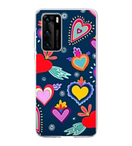 PrintiFy Huawei P40 ile Uyumlu 1mm Slim Fit Retro Renkler 3 Baskılı Şeffaf  Kılıf