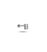 925 Ayar Gümüş Rodyumlu Minimal Üç Baget Taşlı Tragus Piercing Küpe