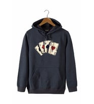 Erkek Füme Önü İskambil Baskılı Kapüşonlu Sweatshirt 22K-5200322-5